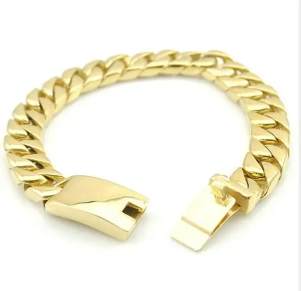 Fashion jewelry Mens Gold Stainless Steel Cuban Curb Chain Bracelet Bangle 12mm 8.66'' Jewelry | Украшения и аксессуары