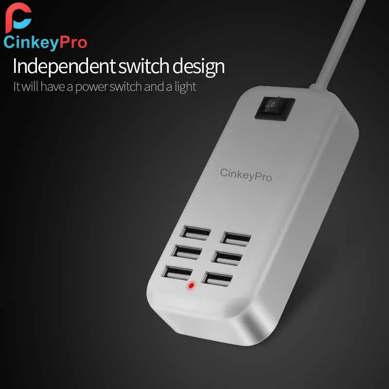 Cinkeypro 6 Порты Универсальный USB Зарядное устройство адаптер 15 Вт 3A Портативный ЕС