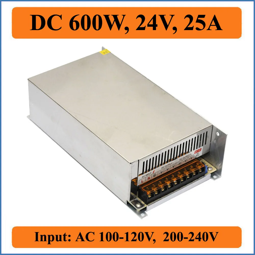 

600W 24V 25A Switching Power Supply for LED Strip light SMPS for led Drivers, AC100-240V input transformer to DC 24V output