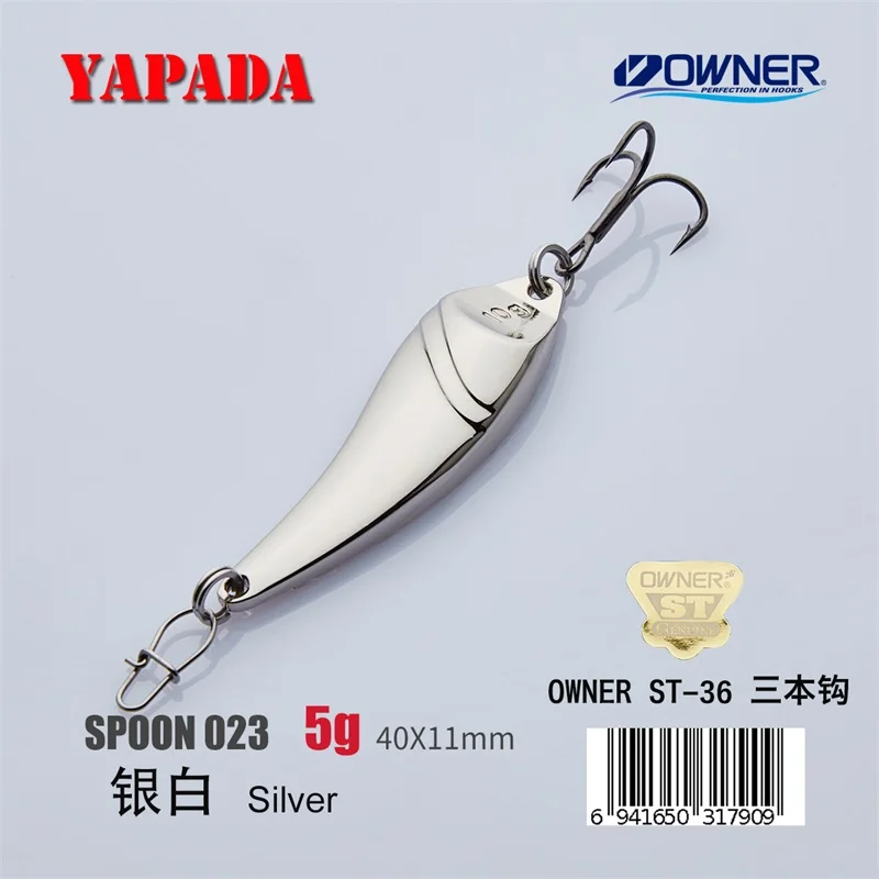 YAPADA ложка 023 Fanatic OWNER тройной крючок 5g-10g-15g 40-48-56mm перо металлическая ложка Многоцветный рыболовные приманки - Цвет: Silver 5g