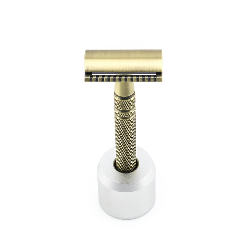 Razor base Безопасная бритва с двойными краями, бритва для бритья, бронзовая ручная бритва, классический стиль, 10,8 см, латунная длинная Нескользящая ручка, Lyrebird, новинка - Цвет: Razor base