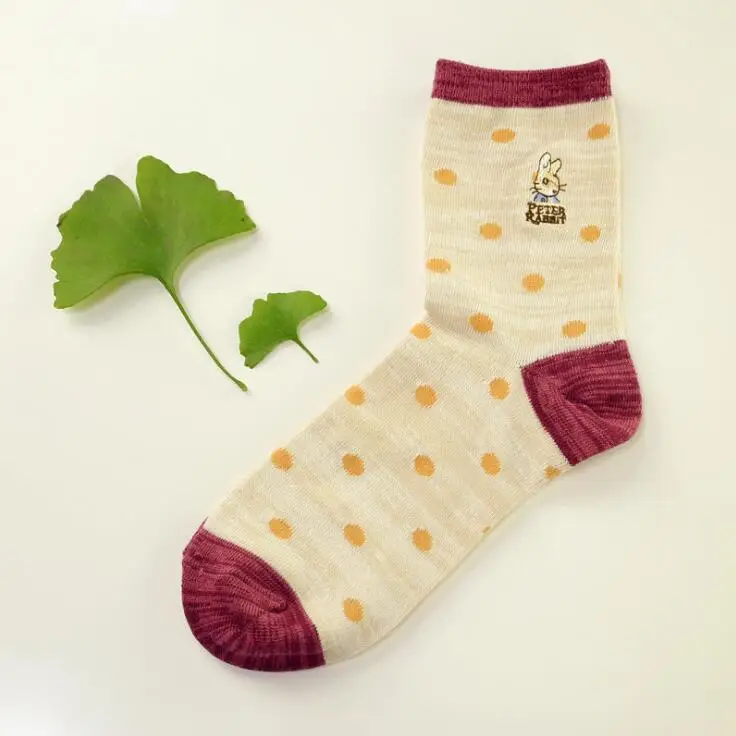 Японский стиль, harajuku, модные носки в горошек для женщин, Kawaii Peter Rabbit Skarpetki Calzini, полосатые носки в горошек, милые - Цвет: Style 3