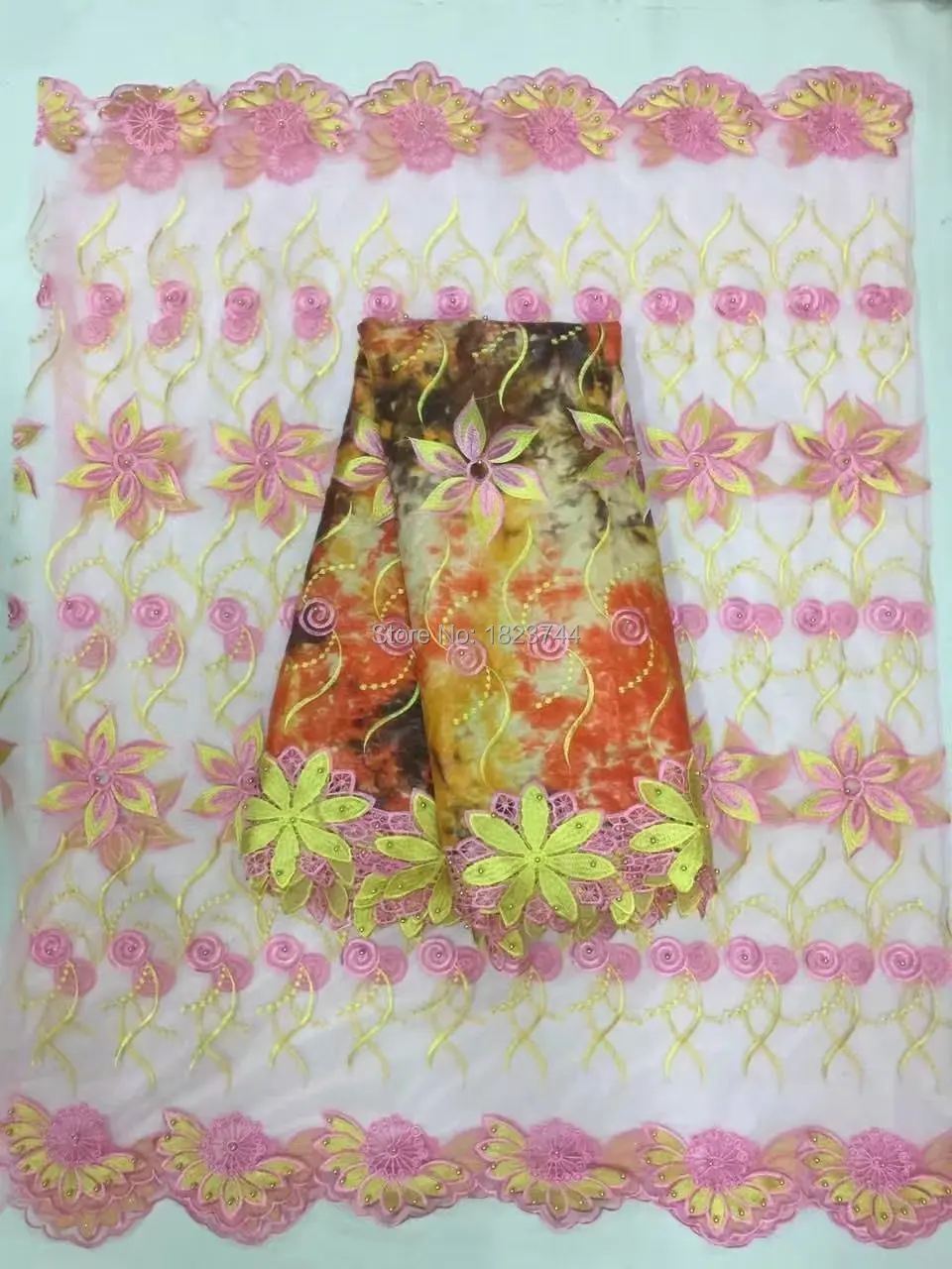 Acbz7616 2 5 ярдов Вышитые Африканский Базен Riche ткани с чистая кружевной бисером