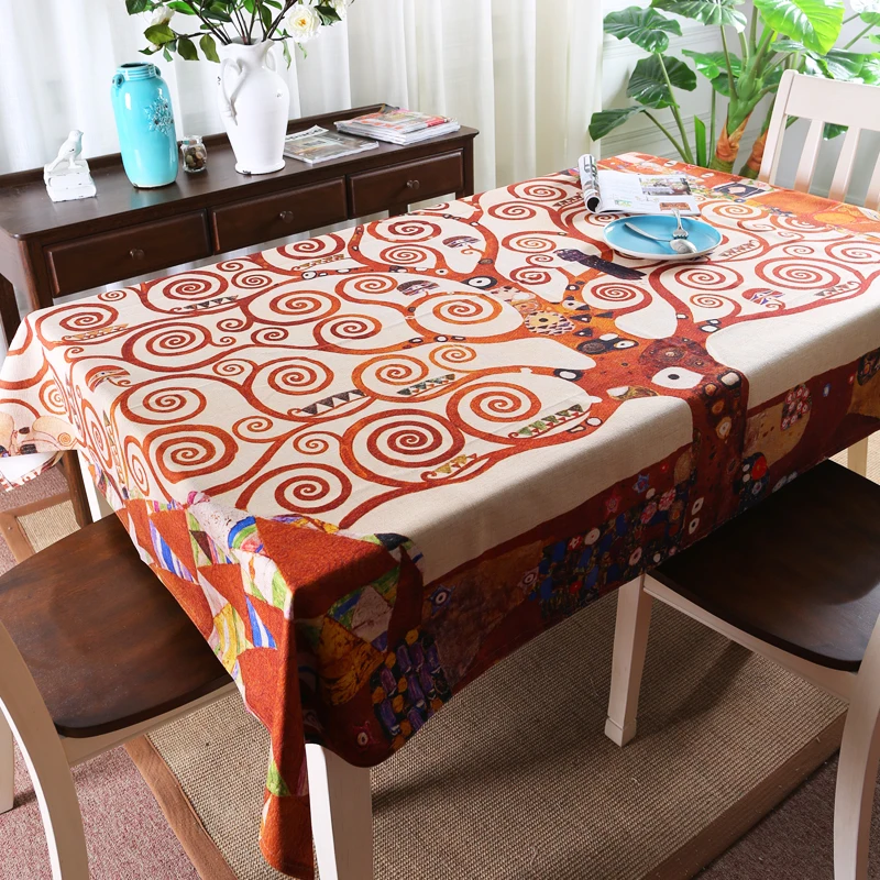 Средиземноморский Счастливое дерево жизни льняная скатерть Свадебные обеденный