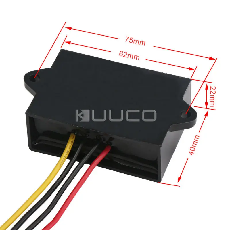 Dc 12v input. Dc05v 2,4 a output.