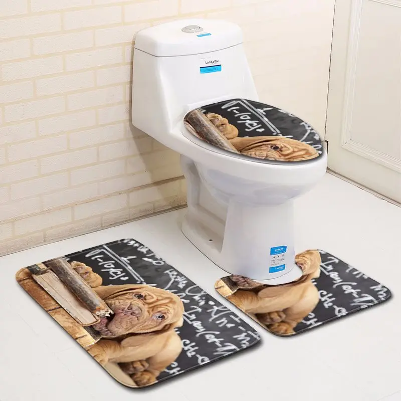 Бесплатная доставка 3 шт. Sad Puppy Banyo Paspas коврик для ванной комнаты u-образный набор