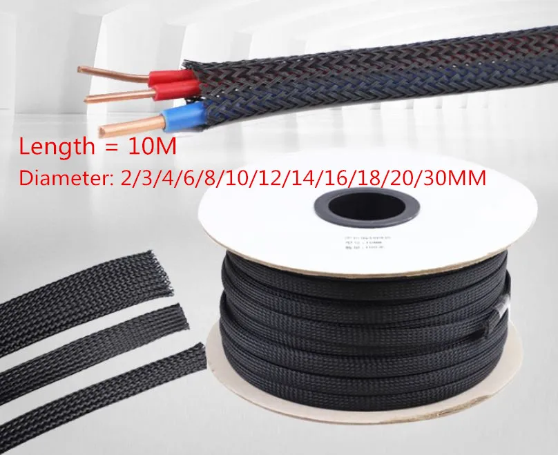 Лидер продаж! Черная изоляционная оплетка 10 м нейлоновая 2 30 мм защита кабеля для