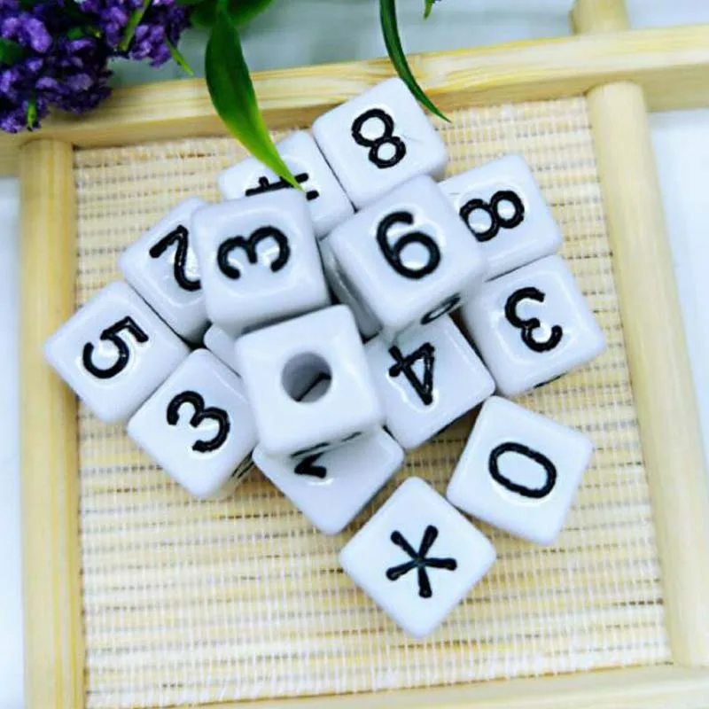 Plastic Number White 400PC Size Of 1 cm Beads Acrylic Big Children Education Handmade DIY Bracelet Bead Jewelry Make Gift | Украшения и