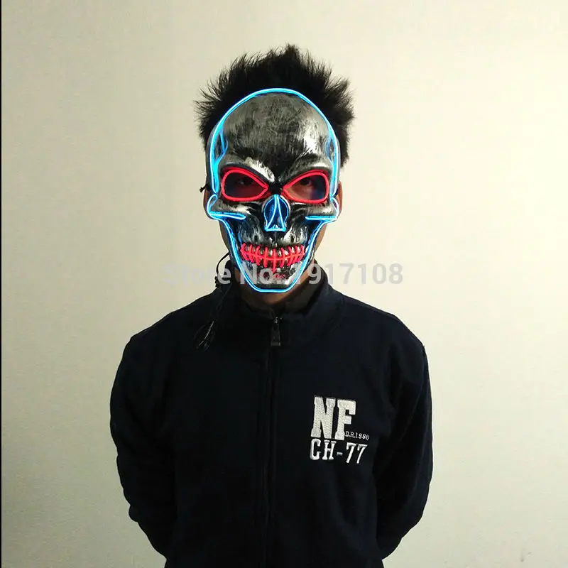 Новый Хэллоуин вечерние Маскарадная маска череп голова мода светодиод мигает