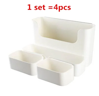 1set white Многофункциональная бесшовная пластиковая настенная полка для ванной комнаты, многоразовые стеллажи, Висячие держатели для хранения - Цвет: 1set white