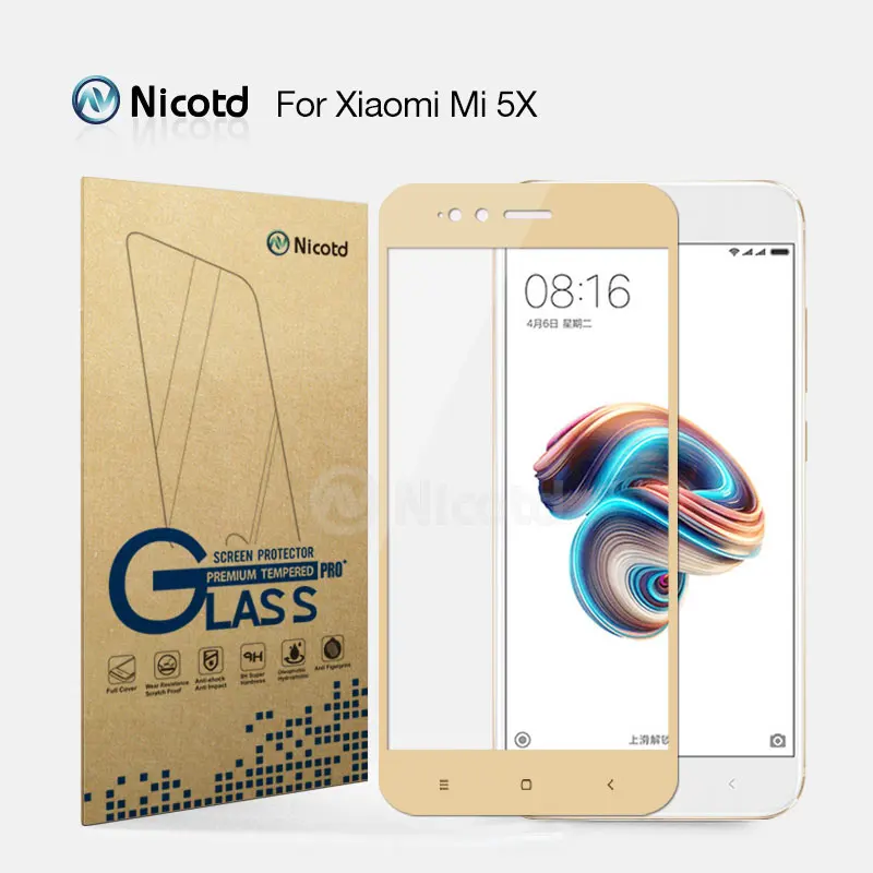 Nicotd 2.5D Полноразмерное закаленное стекло для Xiaomi Mi A1 5X мобильный телефон 5 дюйма