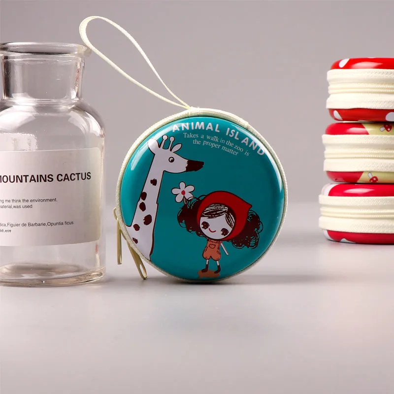 TOPSTHINK Мини милая девушка узор металлическая коробка круглая Оловянная Школа Офис