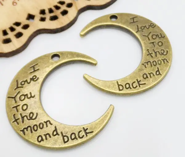 10 шт. античное серебро I love You To The Moon And Back Charms Подвеска 27x30 мм | Украшения и