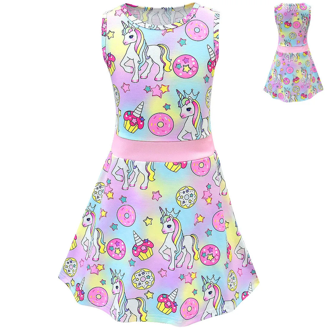 Girls Unicorn Dress Princess Sleeveless Evening Party Dresses for Kids Holiday Birthday Childs Unicorns Nighties Clothes | Детская