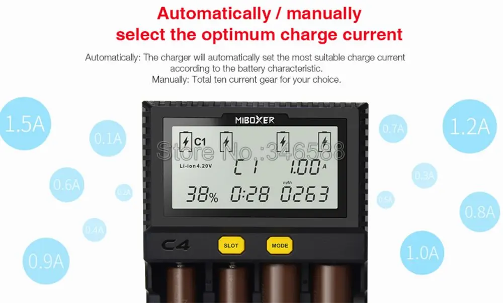 C4 зарядное устройство Miboxer для 10340 10440 AA AAA 14500 18650 26650 зарядное устройство Универсальное зарядное устройство 4 канала