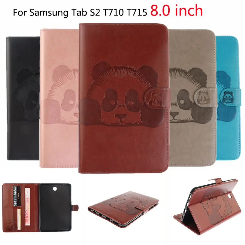 Чехол книжка для Samsung Galaxy Tab S2 8 0 T710 SM T715 с магнитной пандой из искусственной кожи|for