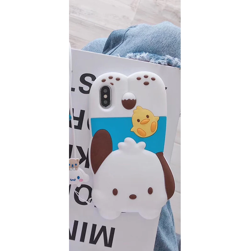 C 3D супер милый японский мультфильм Мелодия Cinnamoroll Мягкий силиконовый чехол для телефона для iphone X XR XS MAX 6S 7 8 plus чехол для собаки - Цвет: C