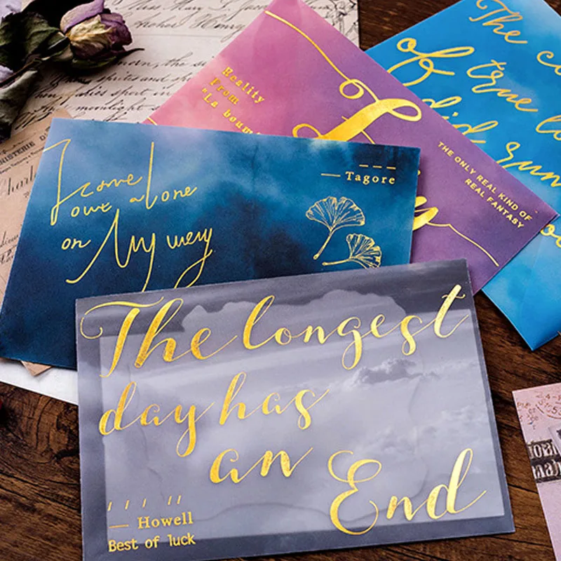 3 * конверта + уплотнительных наклеек позолоченная серная кислота крафт-бумага