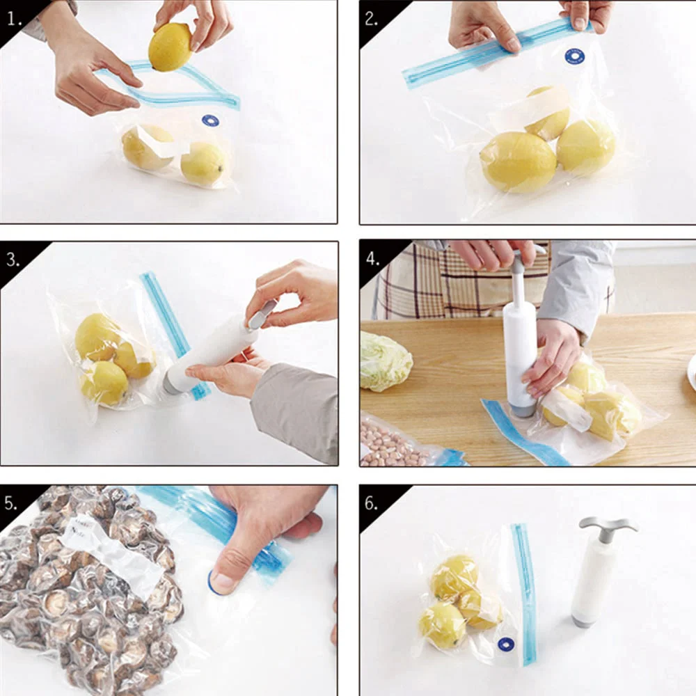 5 шт. многоразовые вакуумные пакеты для хранения пищевых продуктов 1 | Дом и сад