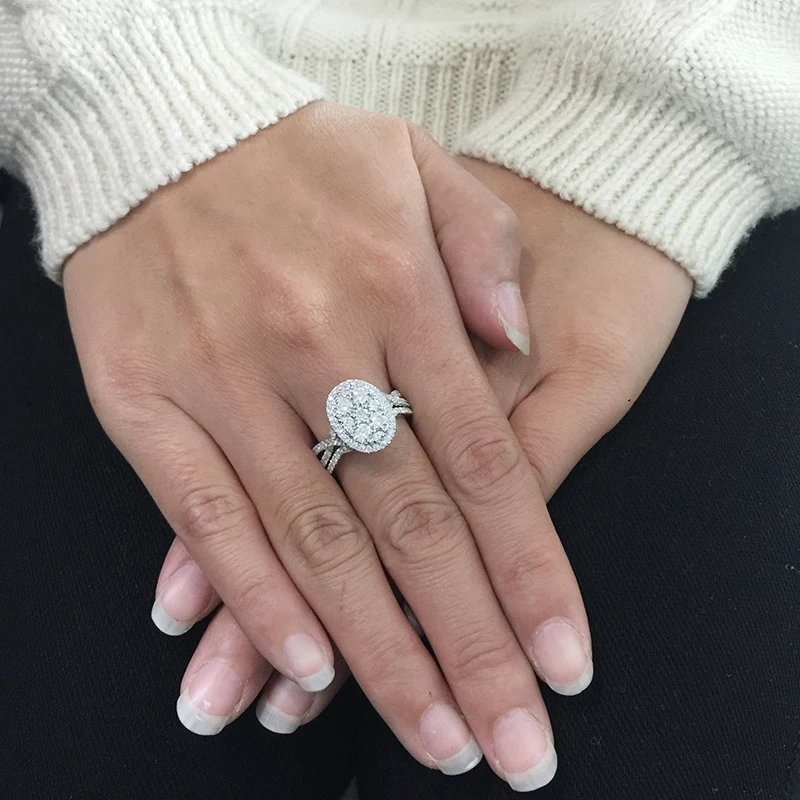 Однотонный 10 к белый золотой центр 1.5ctw F цвет Moissanite помолвочный Свадебный