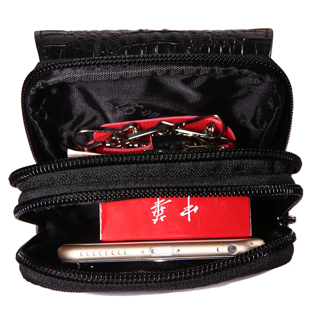 Мужская поясная сумка из натуральной кожи под крокодила| |