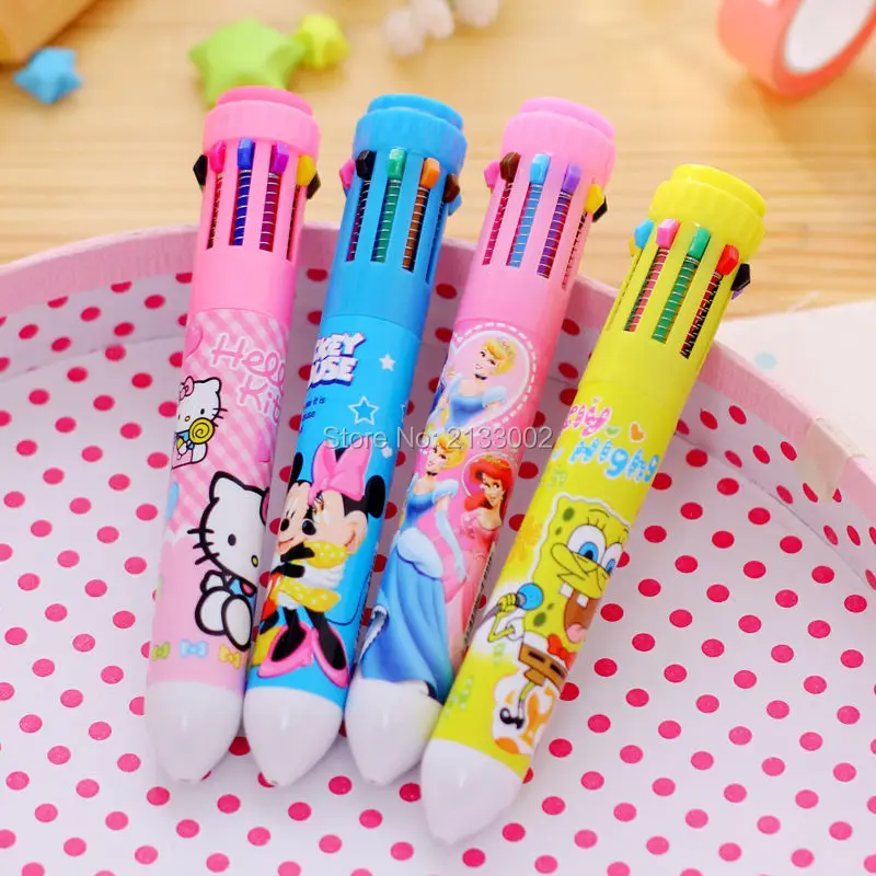 10 цветов милые Мультяшные канцелярские принадлежности hello kitty Шариковая ручка офисные школьные принадлежности Ручки для подарков