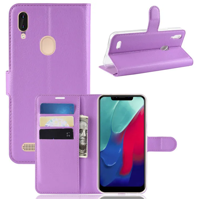 Фиолетовый Для Leagoo M11 чехол в деловом стиле, Роскошный чехол из искусственной кожи с откидной крышкой, кошелек с отделением для карт, подставка для мобильного телефона, сумки для Leagoo M 11 - Цвет: Фиолетовый