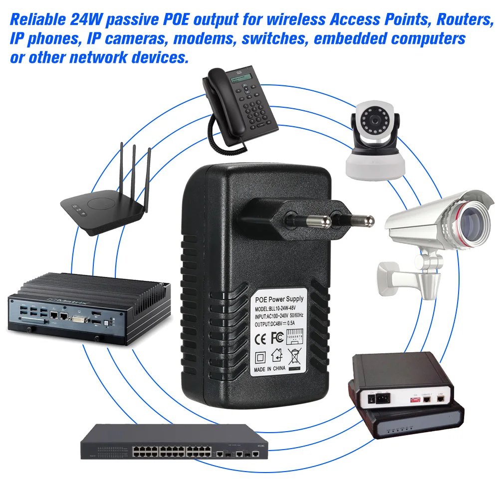 POE инжектор Ethernet блок питания адаптер совместимый W/T IEEE802.3af для ip-камеры IP телефон беспроводной AP 100m передачи