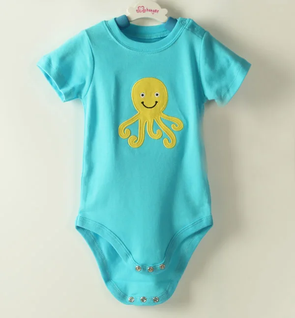 Baby Boy Short Bodysuit Summer Style NEW Blue Octopus Shoulder Buckle Toddler Cheaper Clothing 12m 18m |