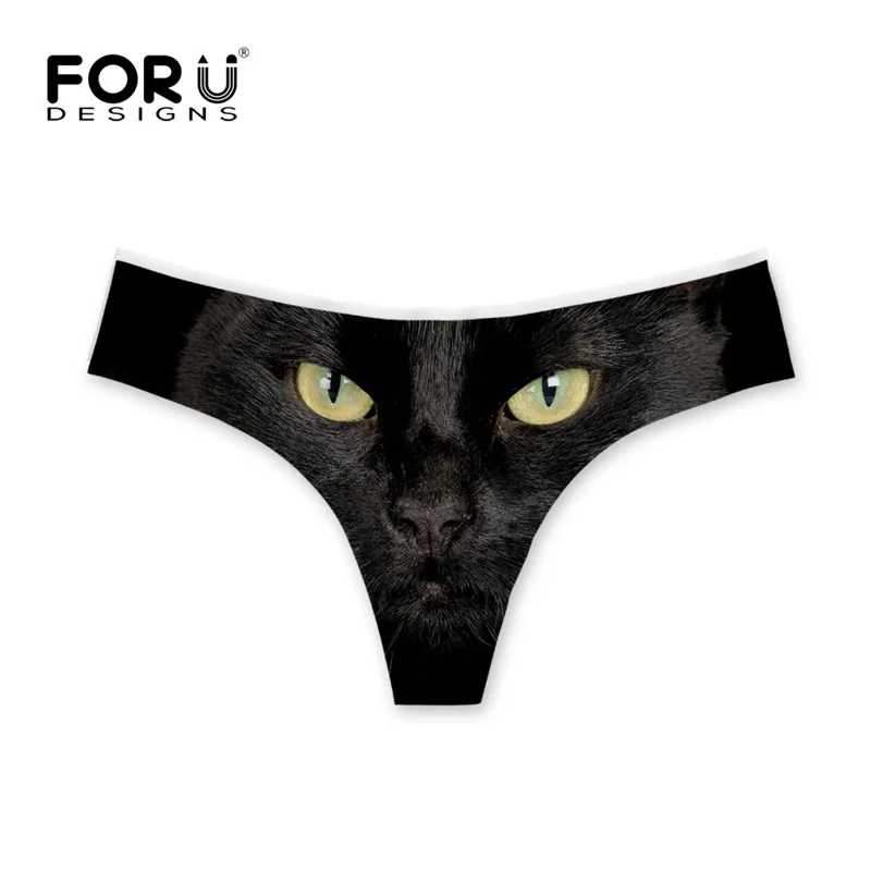 C1305AY FORUDESIGNS, сексуальные женские стринги, нижнее белье, трусики, милый кот, Китти, Сова, принт, женские стринги, трусы, бесшовные, дамское нижнее белье - Цвет: C1305AY
