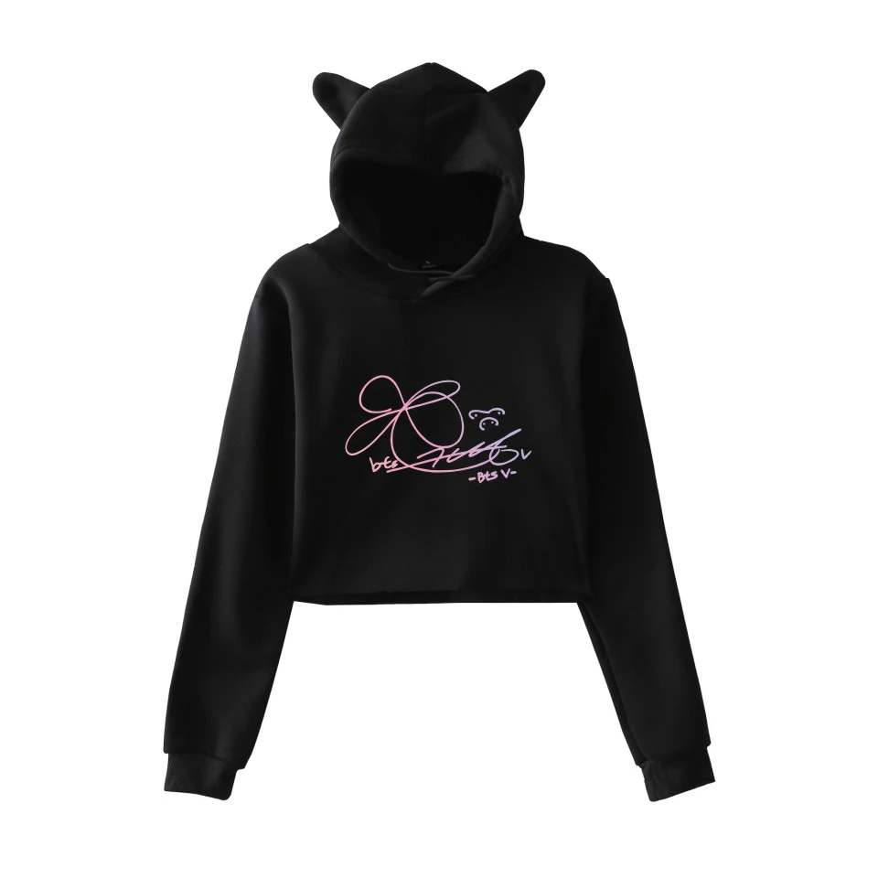 Лидер продаж короткий кошачий Топ JIMIN Love Yourself модная толстовка с капюшоном SUGA Print