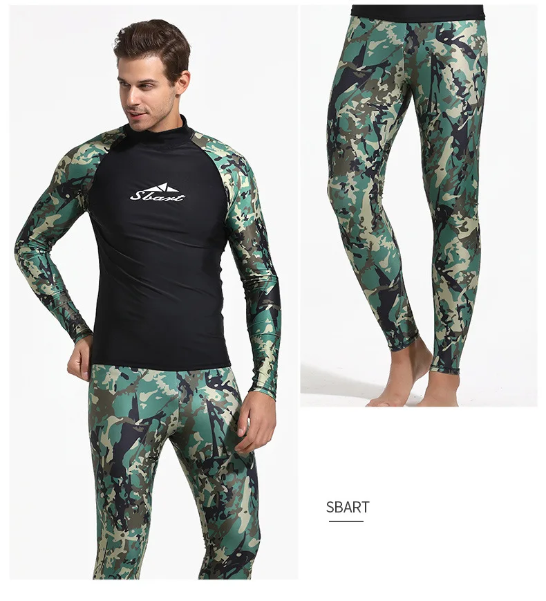 Камуфляжный мужской купальник Rashguard с длинным рукавом для серфинга плавания