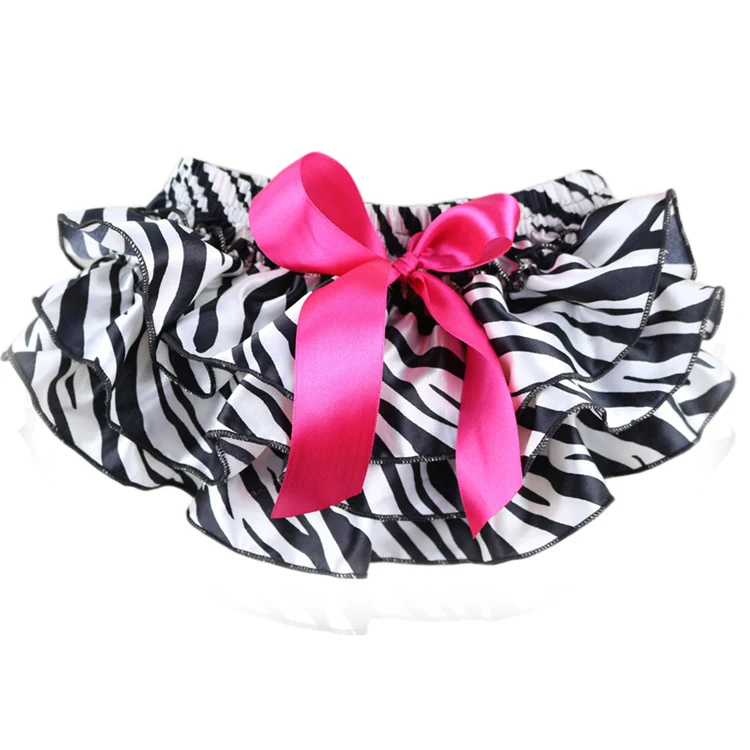 Zebra Цветочные Сатиновые детские шаровары, многослойные подгузники, шорты с цветочным принтом для новорожденных, милые летние короткие штаны с юбкой для малышей - Цвет: Zebra