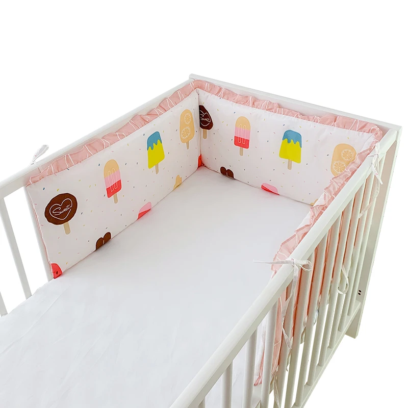 180CM Baby Bed Bumpers Cotton Print U-Shaped Crib Around Cot Protector Cushion Infant Anti-collision Pillow Newborn Room Decor