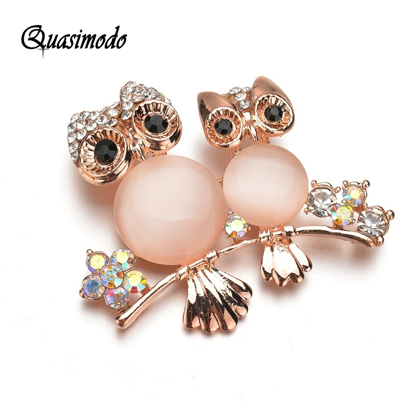 Квазимодо опал сова броши для Для женщин мать дети животных Кристалл женские на