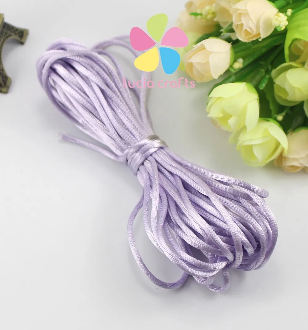 Color 5 light purple Lucia crafts 10 лет/Лот, 2 мм, мягкий сатиновый шнур, шелковый шнур макраме, нейлоновая веревка, аксессуары для рукоделия, W0402 - Цвет: Color 5 light purple