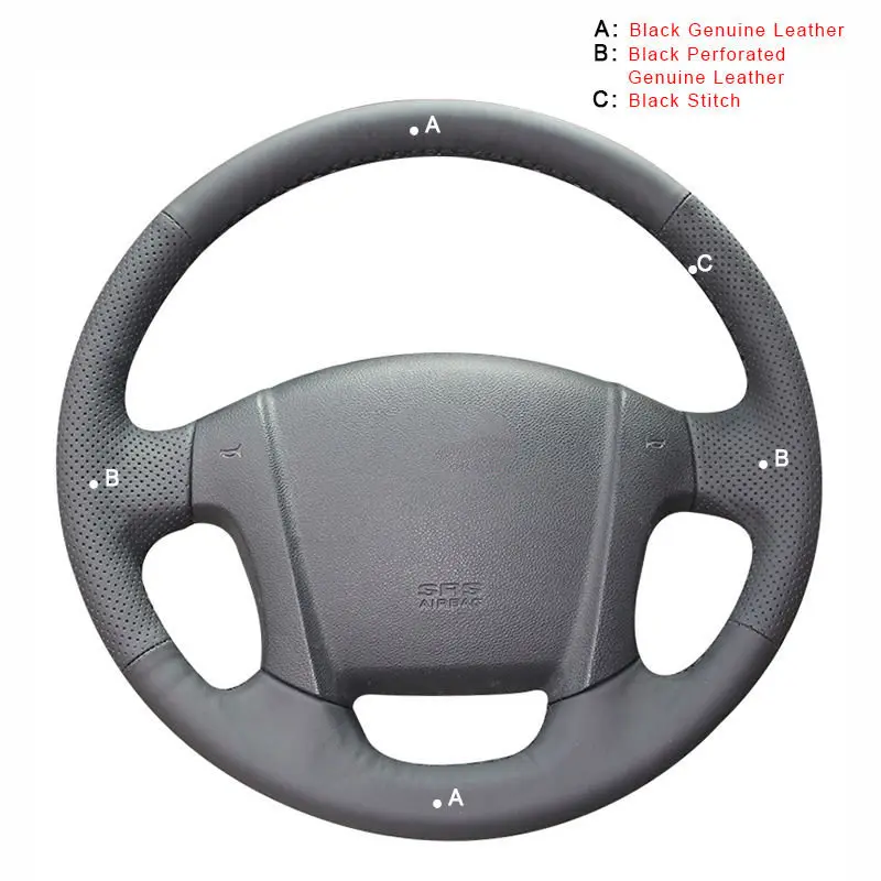 Genuine Leather Автомобильная Оплетка на руль для Kia Sportage 2 2005-2010 2009 Sportage Авто Чехлы для автомобиля-Стайлинг Аксессуары для интерьера - Название цвета: Genuine Leather