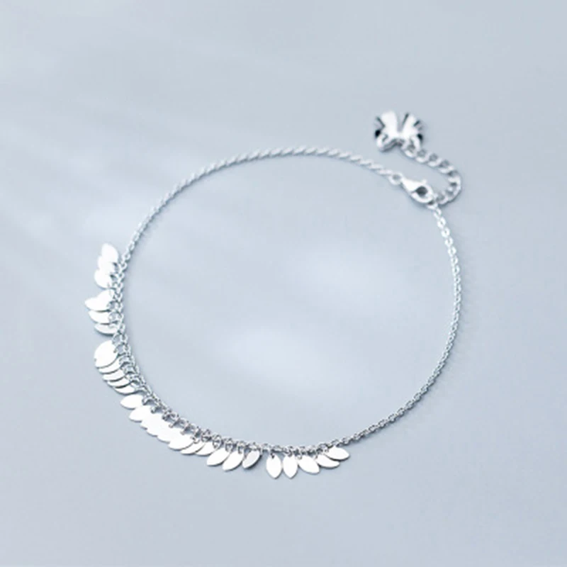 Sliver color Qevila/модные ювелирные изделия из стерлингового серебра 925 пробы; Женские Простые браслеты на ногу; браслет на лодыжке; босоножки без пятки в богемном стиле - Цвет: Sliver color