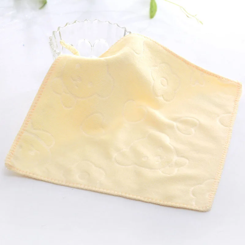 Beige Модное детское нано-полотенце из микрофибры, 1 шт., текстиль, хлопок, квадратный рисунок медведя, домашнее детское маленькое полотенце с рисунком, 25*25 см - Цвет: Beige
