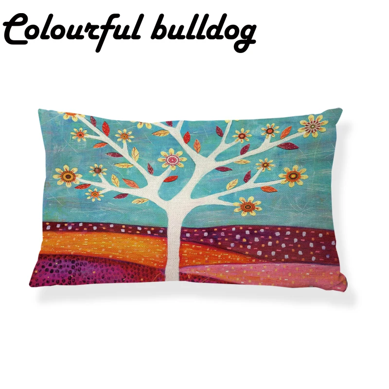 Наволочки в скандинавском стиле разноцветные с рисунком дерева оленя дома