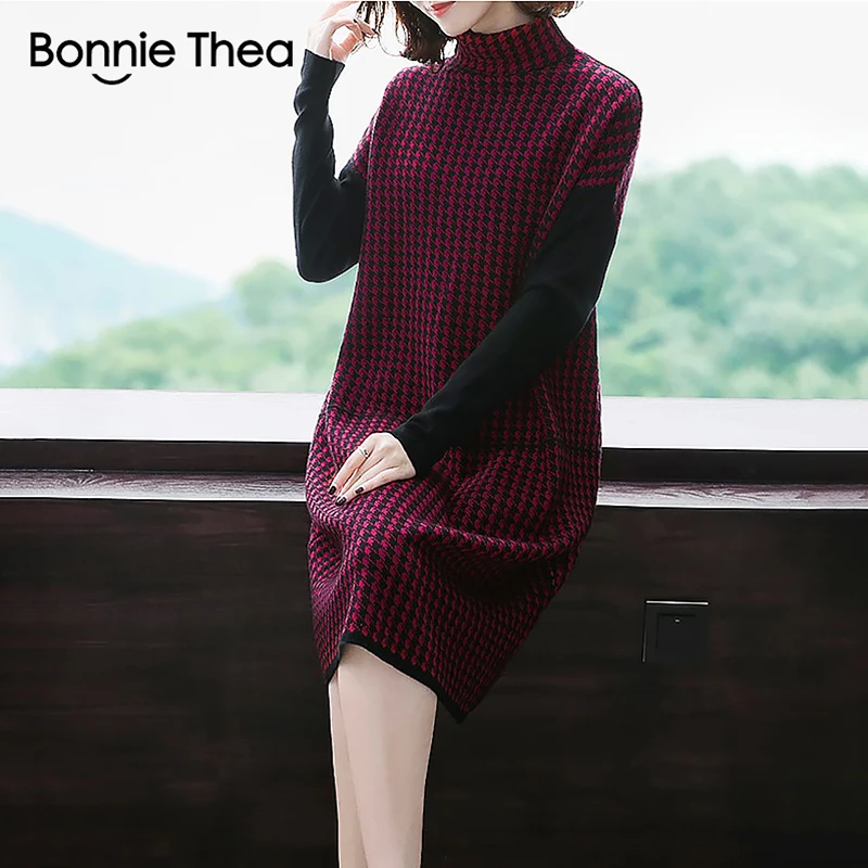 Женское клетчатое плотное эластичное зимнее платье Bonnie Thea женское осеннее
