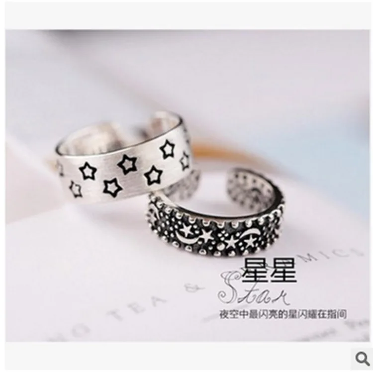 Кольцо женское серебряное в стиле ретро с Луной и звездами|Кольца для помолвки| |