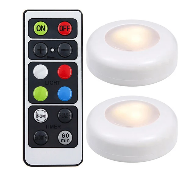 2 lamp 1 controller RGB 16 цветов 3 режима светодиодный светильник для шкафа беспроводной затемняемый сенсорный датчик под шкаф светильник светодиодный шайба светильник шкаф ночной Светильник s - Цвет: 2 lamp 1 controller