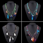 Ожерелье-цепочка в этническом стиле, перья и кисточки