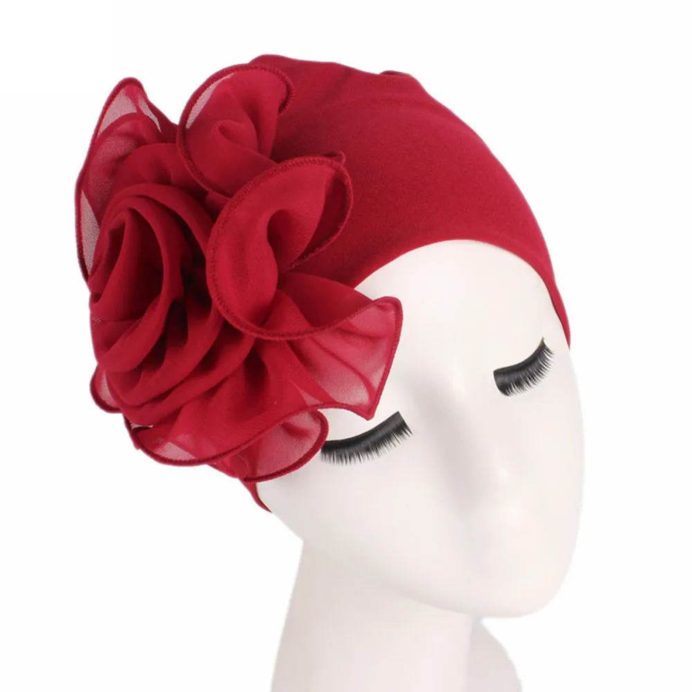 

Women Ladies Retro Big Flowers Hats For Women Turban Brim Hat Cap Pile Cap Hat Summer Women 2019