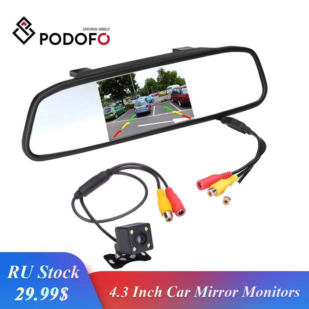 Podofo мониторов ЖК дисплей 4 3 &quotHD цифровой 16:9 800*480 Экран 2 Way видео Вход для заднего