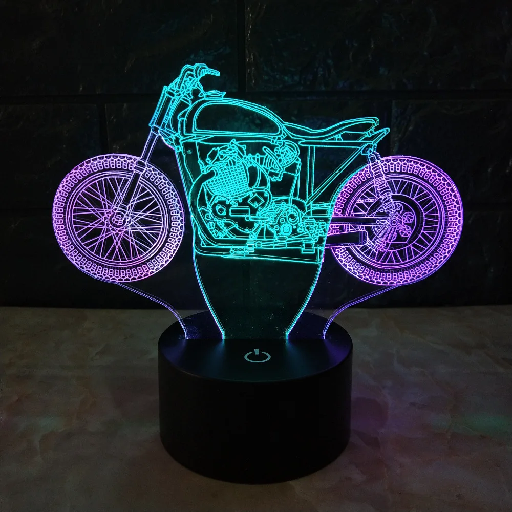 Amroe 3D Luminaria мотоцикл смешанный цвет светодиодный ночник сенсорный RGB 7 цветов