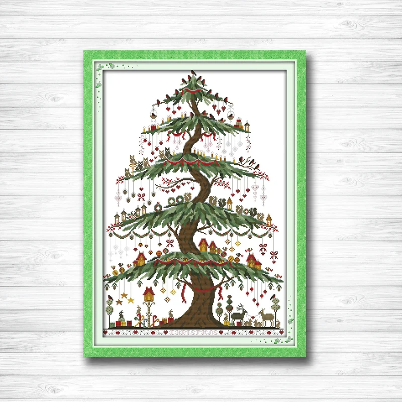 Рождественская елка птица мультфильм дом Декор Картина Счетный принт на холсте