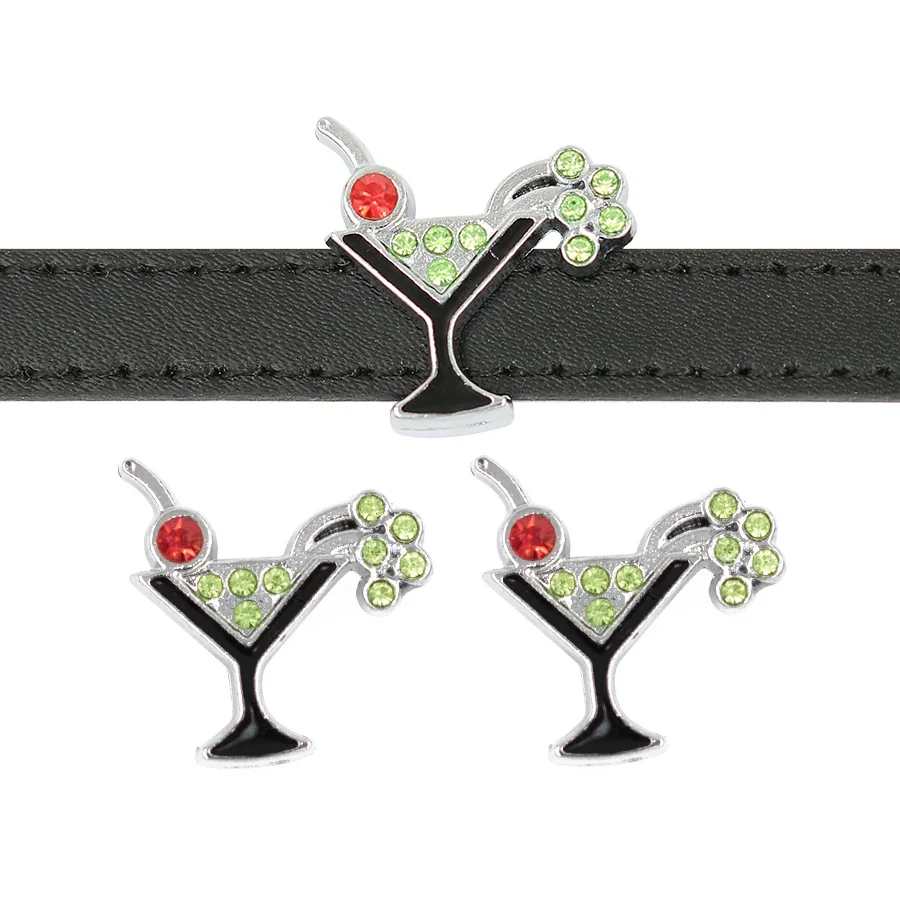 (20 50)PCS/lot 10MM Rhinestones Cocktail Slide Charms DIY Alloy Accessories Fit For 10mm Leather Wristband Bracelet Keychains | Украшения и