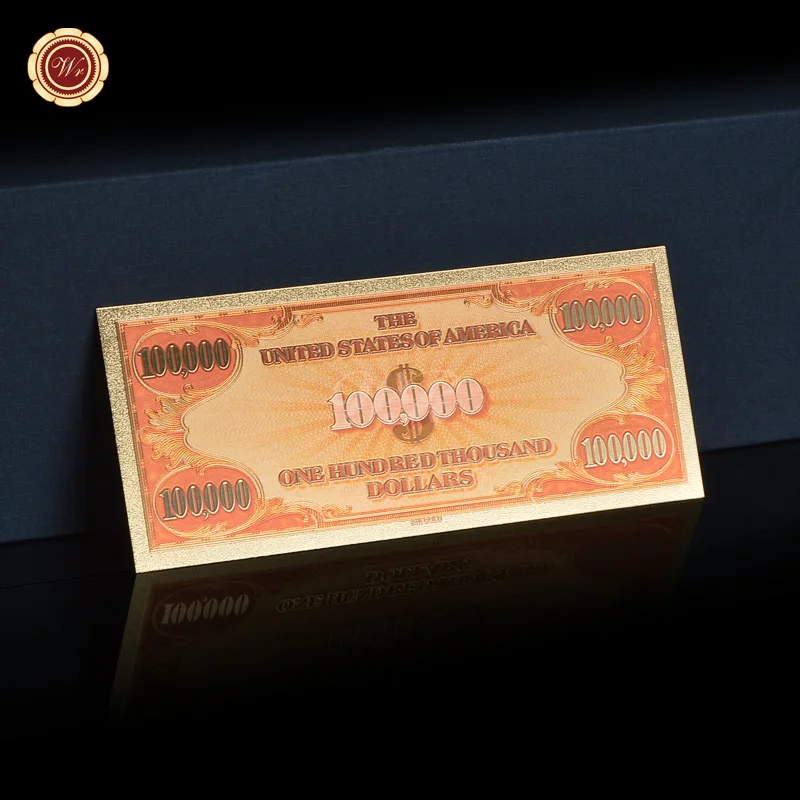 Обычная цветная Золотая банкнота американская $100000 бумажная позолота 999999 модный